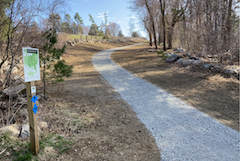 winding, gravel-packed trail and stone walls, Donovan Reserv